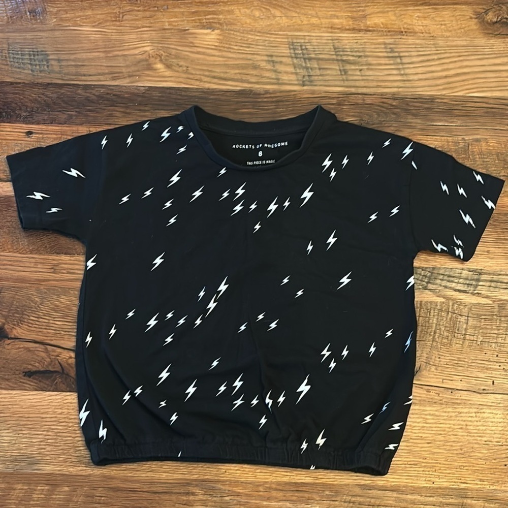 Rockets of Awesome lightning crop tee size 8 girls